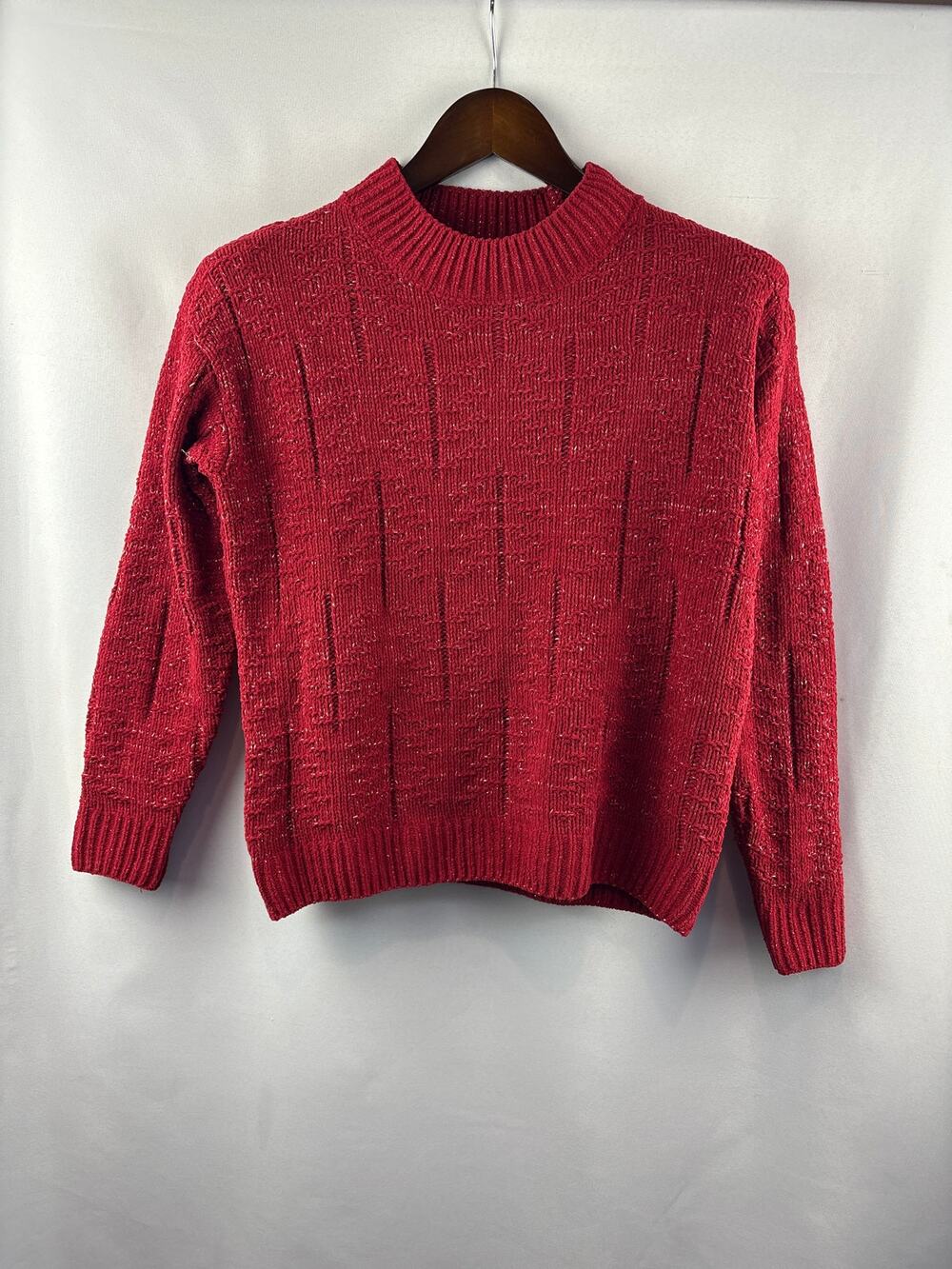Womenโs Weatherproof Small Bright Red Knit Sparkly Sweater